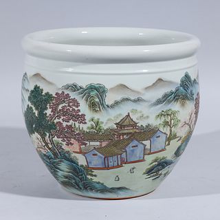 Chinese Enameled Porcelain Famille Rose Floor Vase