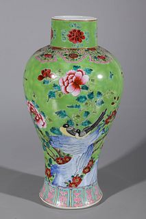 Chinese Famille Rose & Verte Porcelain Vase