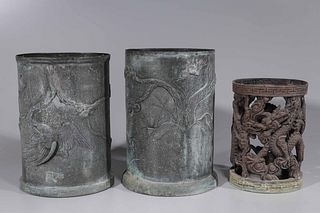 Group Of Three Chinese Bronze Sections