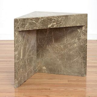 Manner of Karl Springer marble corner low table