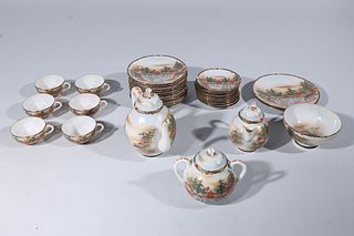 36 Piece Japanese Enameled Porcelain Tea Set