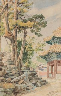 20th Century Chinese Scenic Watercolor Painting