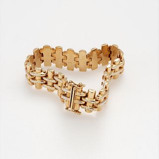 Basket Weave Link Bracelet, 14k