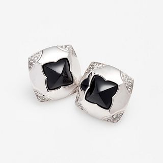 Bvlgari Pyramid Diamond / Onyx Earrings 