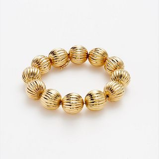 Tiffany & Co. 18k Fluted Gold Bead Bracelet