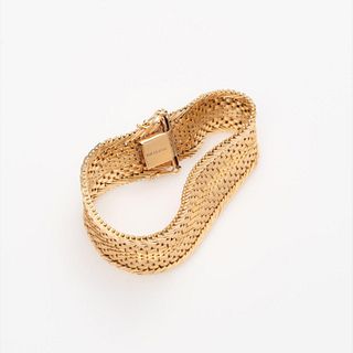 14k Flat Weave Bracelet 22.1dwt Imperial Gold USA