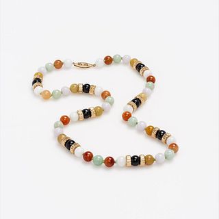 Jadeite Multicolor Bead Necklace 