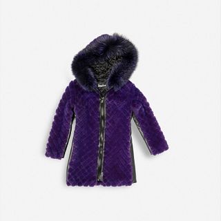 Quilted Mink Purple Fur Leather Coat, Michael Kors 