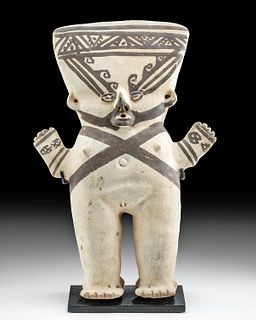 Chancay Bichrome Standing Female Cuchimilco Figure