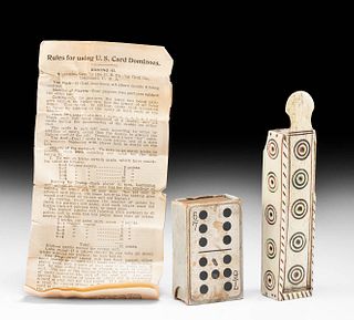 1800s Napoleonic Bone Dominos & 1906 US Domino Cards