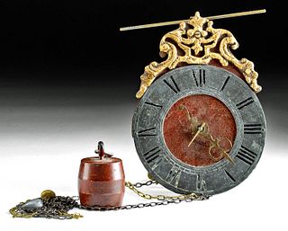 19th. Dutch Baroque Style Brass Verge & Weight Clock