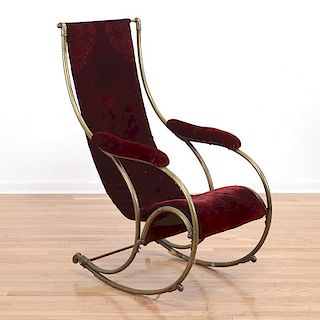 R.W. Winfield steel and brass rocking chair