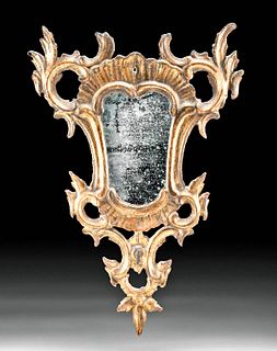18th C. Italian Rococo Gilt Wood & Glass Mirror