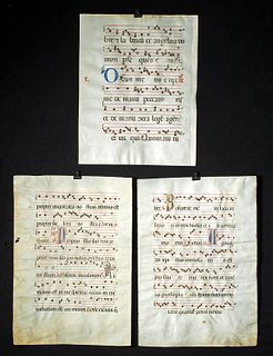 3 Medieval European Vellum Hymnal Sheets