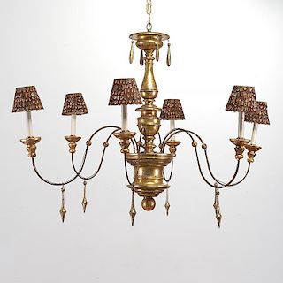 Modern Baroque style gilt wood and iron chandelier