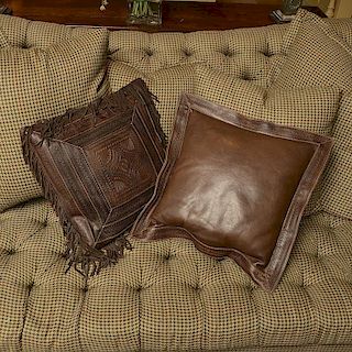 (2) Ralph Lauren tooled leather throw pillows