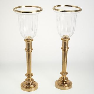 Pair Ralph Lauren brass candlesticks
