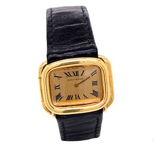 18k BOUCHERON PARIS Black Leather Wristwatchت