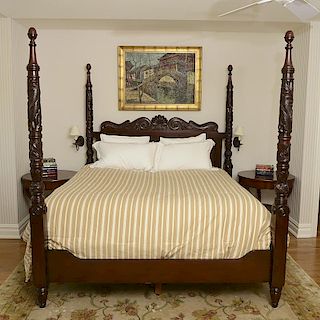 Ralph Lauren carved mahogany king size bed