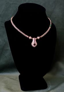 18k Snake Diamond Ruby Necklace