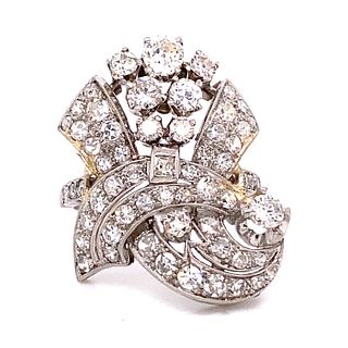 Art Deco Platinum Diamond Retro Ring