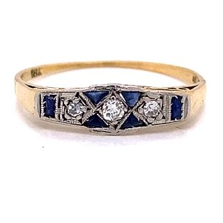 Art Deco 18K Diamond Sapphire Ring