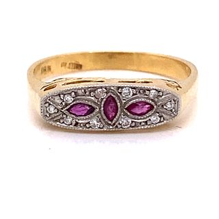 Art Deco 18K Diamond Ruby Ring