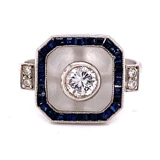 Platinum Diamond Sapphire Rock Cristal Ring