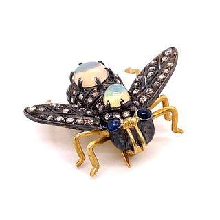 Silver & Gold Opal Bug Brooch