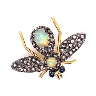 Silver & Gold Opal Bug Brooch