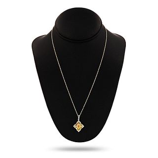 14K Yellow and White Gold Diamond Pendant/Necklace