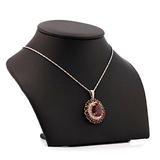 14K Ruby and Diamond Pendant/Necklace