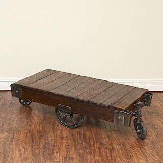 Industrial salvage wood and steel coffee table