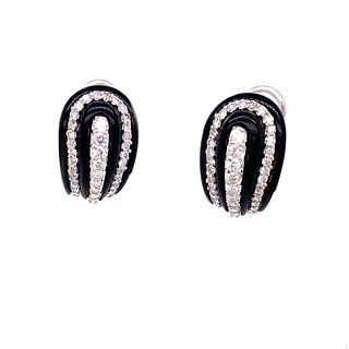 18k Onyx Diamond Earringsت