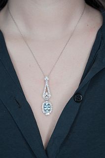 Platinum Aquamarine Diamond Pendant