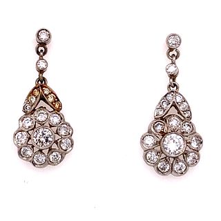 Platinum Diamond Rosetta Drop Earrings