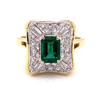 18k Colombian Emerald Diamond Ring