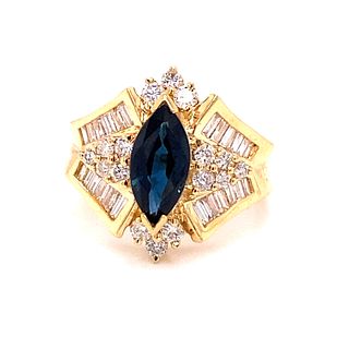 18K Diamond Sapphire Ring