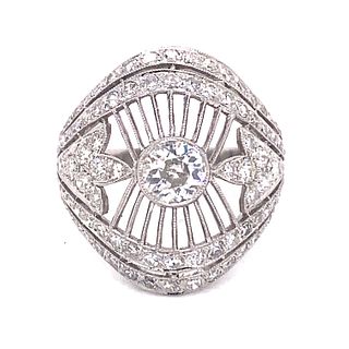 Platinum Diamond Oval Ring
