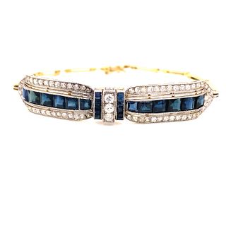 Art Deco Platinum Gold Sapphire Diamond Bracelet