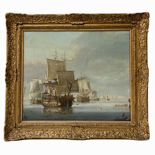 Antique Oil on Canvas Nautical Painting