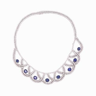 29.80ct Diamond And 19ct Sapphire Necklace