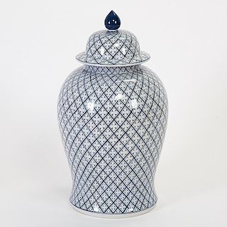 Palace size blue and white porcelain ginger jar