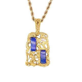 Lapis Diamond Pendant And Necklace