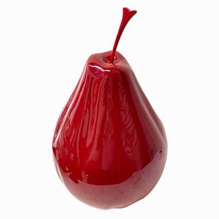 Wood Lacquered Red Pear Sculpture