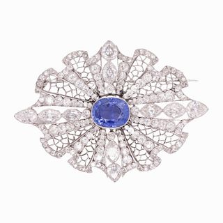 Art Deco Sapphire And Diamond Brooch Pendant
