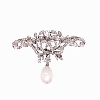 Antique Diamond And Pearl Brooch Pendant