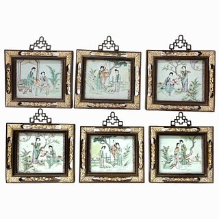 Set of 6 Chinese Porcelain Plaques