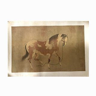 Chinese Print Featuring a Horse and Imperial Marks