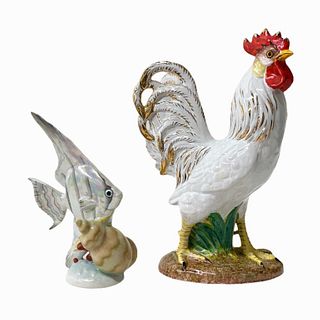 Pair of Signed Porcelain Decorative Animals